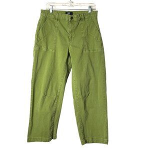 Kut from the Kloth Ashton Barrel-Leg High Rise Olive Green Pants Women's Sz 10